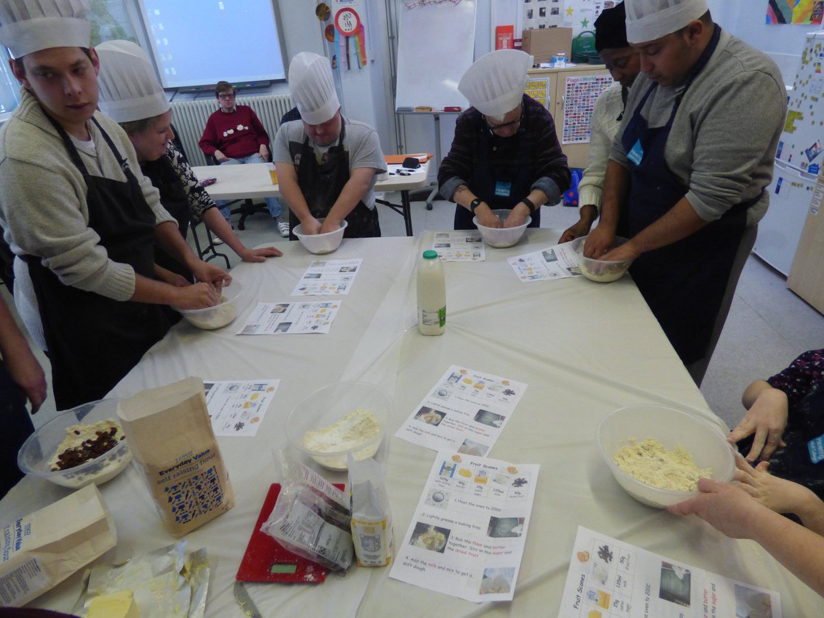 Adult_college's tweet photo. #GetCreativeUK Our Education4Independence Open Day on Saturday were introduced to our broad offer for learners with learning difficulties and disabilities. They spent the morning baking scones! #scones #baking @adult_college @GetCreativeUK @bbcarts https://t.co/AD2RWa36Zc