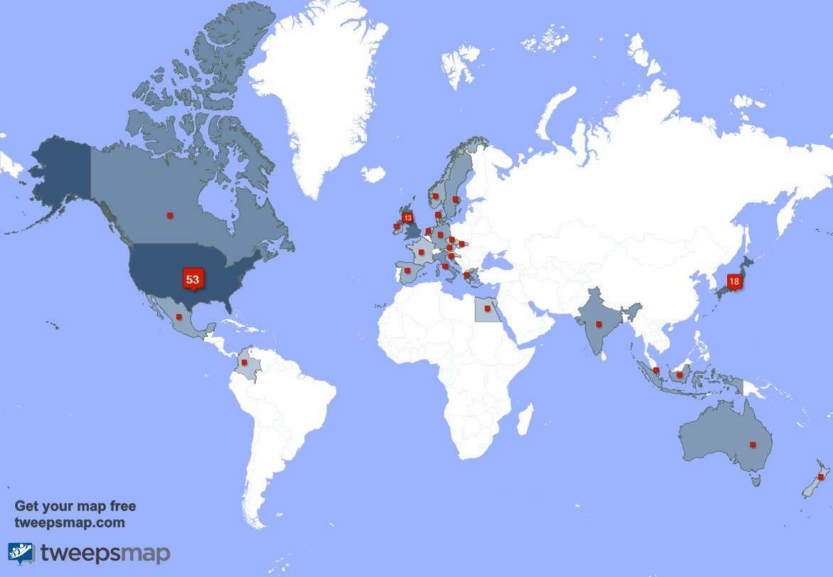 ElijahHolley's tweet photo. My followers live in USA (51%), Japan(18%)... Get your free map: https://t.co/Lvqjs8e2ar https://t.co/uWNNuQHkEQ