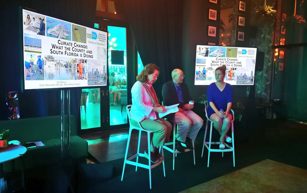 Kicking off this morning with a panel discussion led by the fabulous <a href="/maureenblanc/">Maureen Blanc</a>, joined by Jim Murley <a href="/MiamiDadeCounty/">Miami-Dade County</a> and @gretchenbeesing <a href="/CatalystMiami/">Catalyst Miami</a> sharing insights on the significant climate change issues faced by Miami and the challenge of climate gentrification.