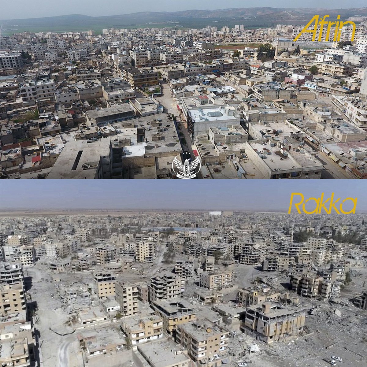 TSK'nın girdiği #Afrin | ABD'nin girdiği Rakka.