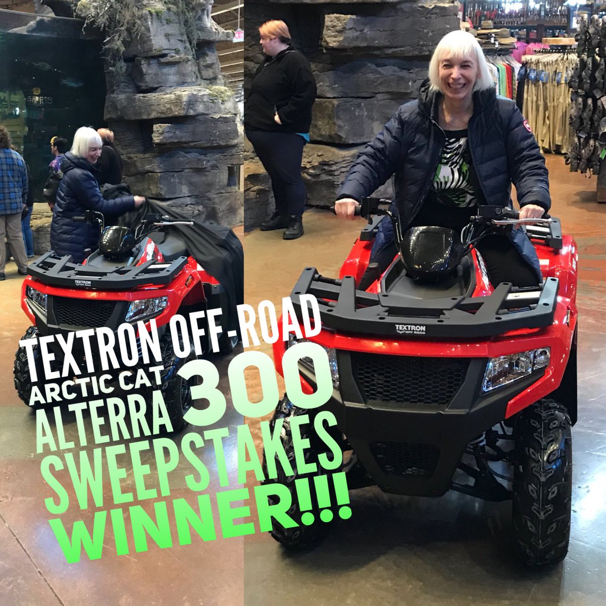 tracker_vaughan's tweet photo. One of our lucky customers was awarded yesterday, after submitting an entry to our Countdown to Christmas Sweepstakes, this past Christmas season!
Our winner got to take home this 2018 Textron-Off-Road Arctic Cat Alterra 300,  Not bad at all!!Way to Go Chris, enjoy your prize!!!! https://t.co/h644ydWjLy