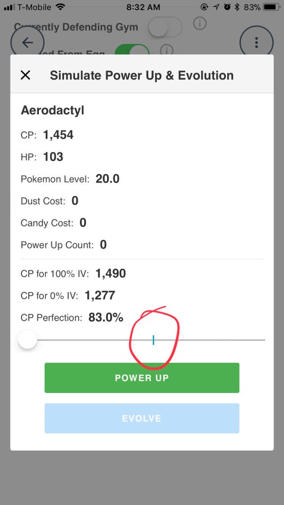 michaelstaye's tweet photo. @pokegenieinfo what does this vertical bar represent when simulating power up and evolution? https://t.co/bA0EMaPWW5