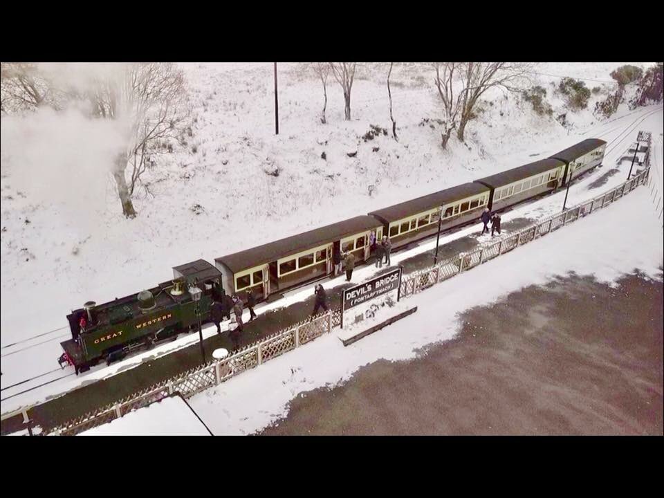 How beautiful!
The train in the station at Devils Bridge this morning.