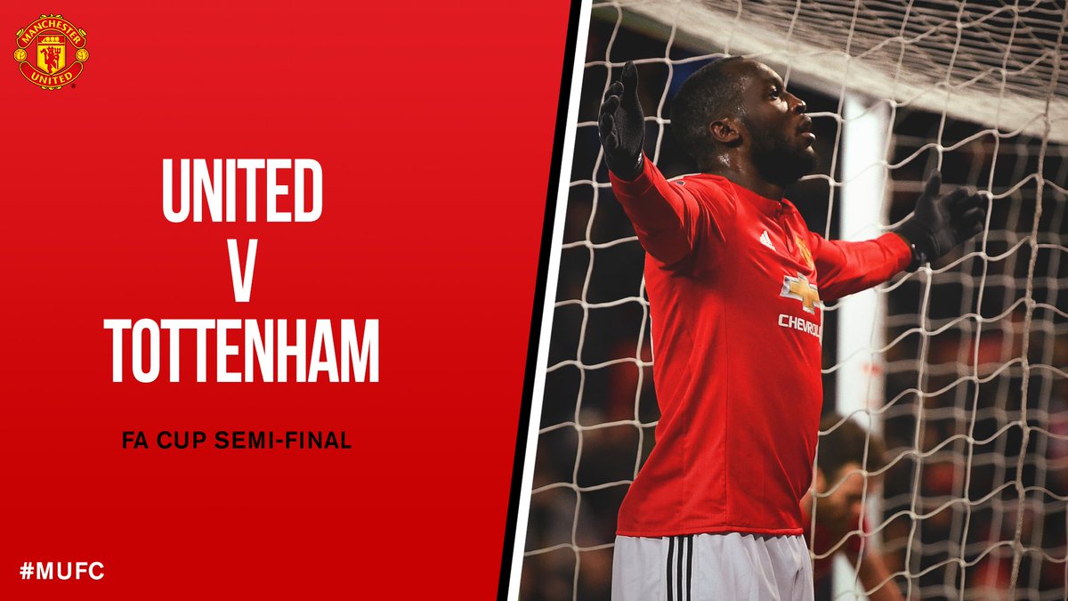 ManUtd's tweet photo. #MUFC have been drawn against Tottenham Hotspur in the @EmiratesFACup semi-final. The tie will be played the weekend of 21/22 April. https://t.co/YQ6jCkPEb5