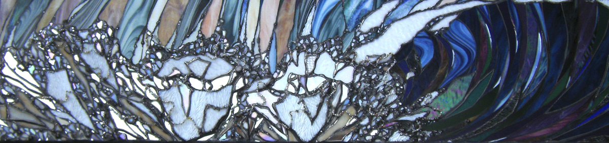 This 2m long stained glass piece is on sale at my #Hexham Gallery. 'Sea Monster'. #Art #Handmade #Unique Would look good in the wall of a restaurant by the #sea
