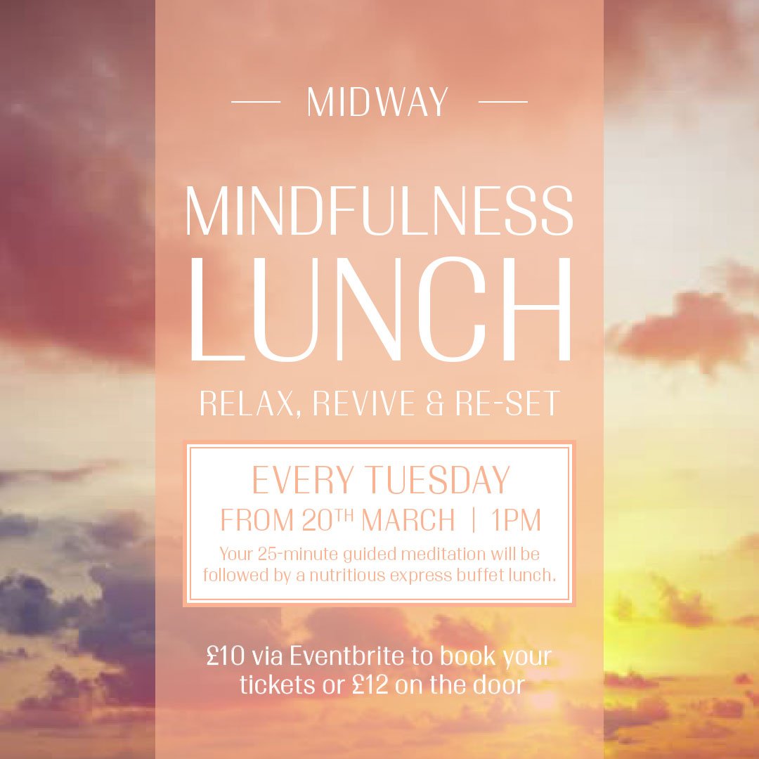 ‘Wherever you are, be totally there’ - Eckhart Tolle Step away from your desk & into our serene events space for a calming mindfulness session mid-way through your day. We will guide weekly, simple body & breath meditations to help calm the mind, increase clarity & improve focus