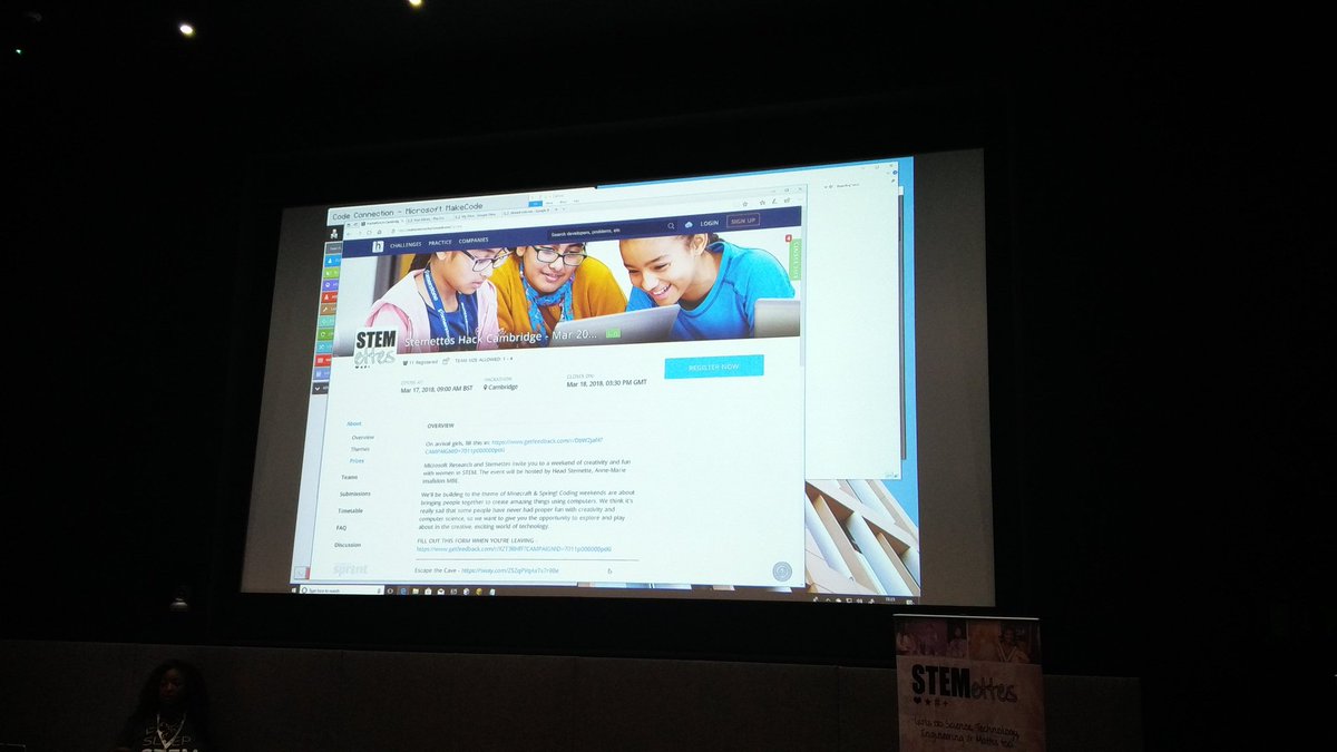 goobric's tweet image. It is presentation time! Judges are scrutinizing. No pressure! @Stemettes @PlayCraftLearn #hackerthon hosted by @Microsoft HQ