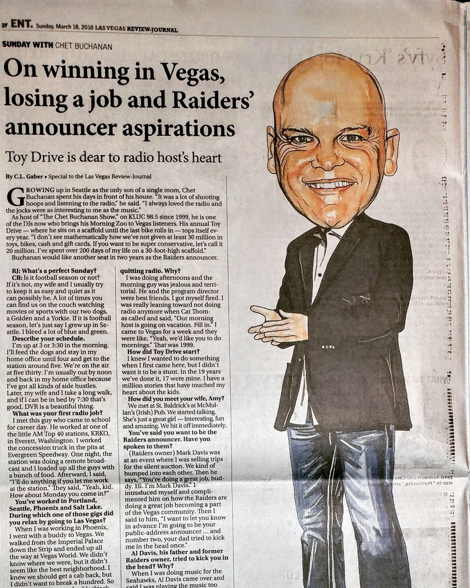 NealPortnoy's tweet photo. My artwork in the Las Vegas Review Journal 3.18.18 #reviewjournal #clgaber #chetbuchanan #Klux #morningzoo #teamsunday https://t.co/8mYY7clvqq