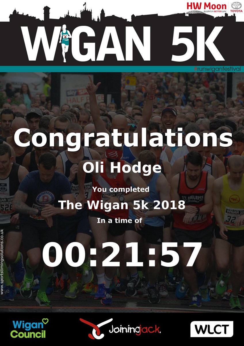 Official Chip Time - 21 minutes 57 seconds. New 5k PB!!! 🎉🎇🎊 108th out of 1241 runners, I’ll take that too! 💚🏃♂️🏅@RMCHcharity #IMOAC