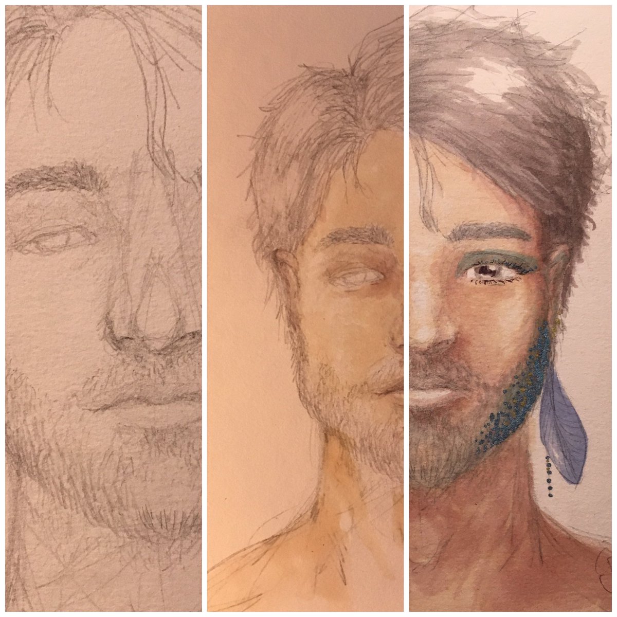 #DrawingProcess
#art #dailyart #drawing #lgbt #DrawingCommunity #makeup #feather #male #drawingmale