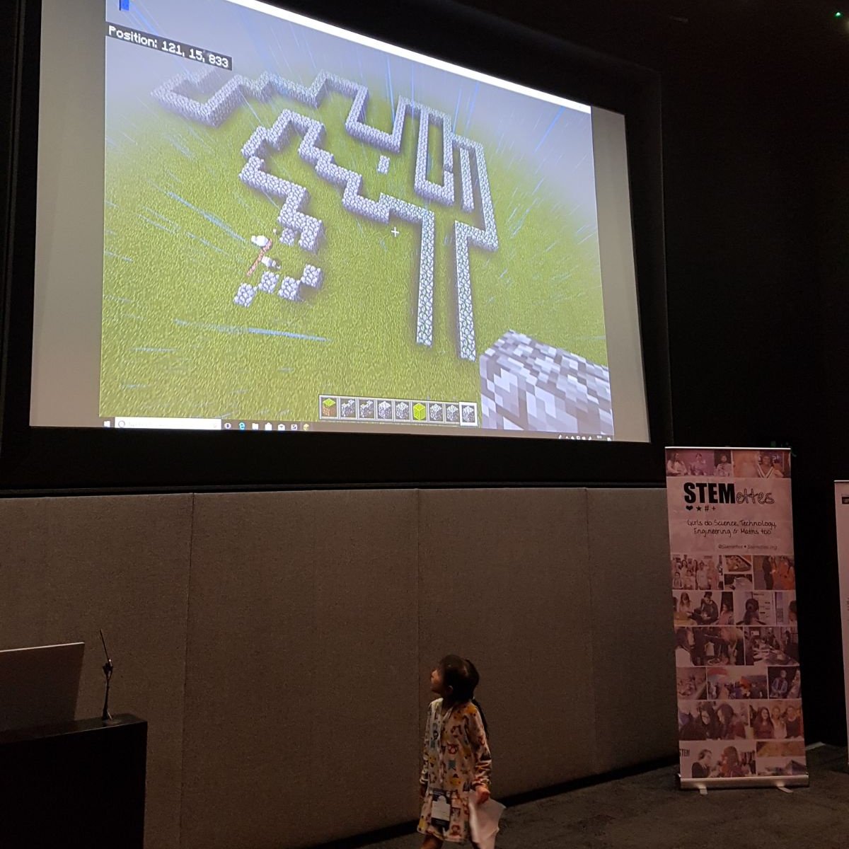 Stemettes's tweet photo. The Zombies group @MSFTResearchCam are currently presenting their #Minecraft Mazes! 🎉 Some really STEMazing work 🤖 #GirlsInSTEM #girlsintech #girlswhocode #hackathon #minecrafthack #microsoftstemettes #girlscoding https://t.co/fBMmOULq1I