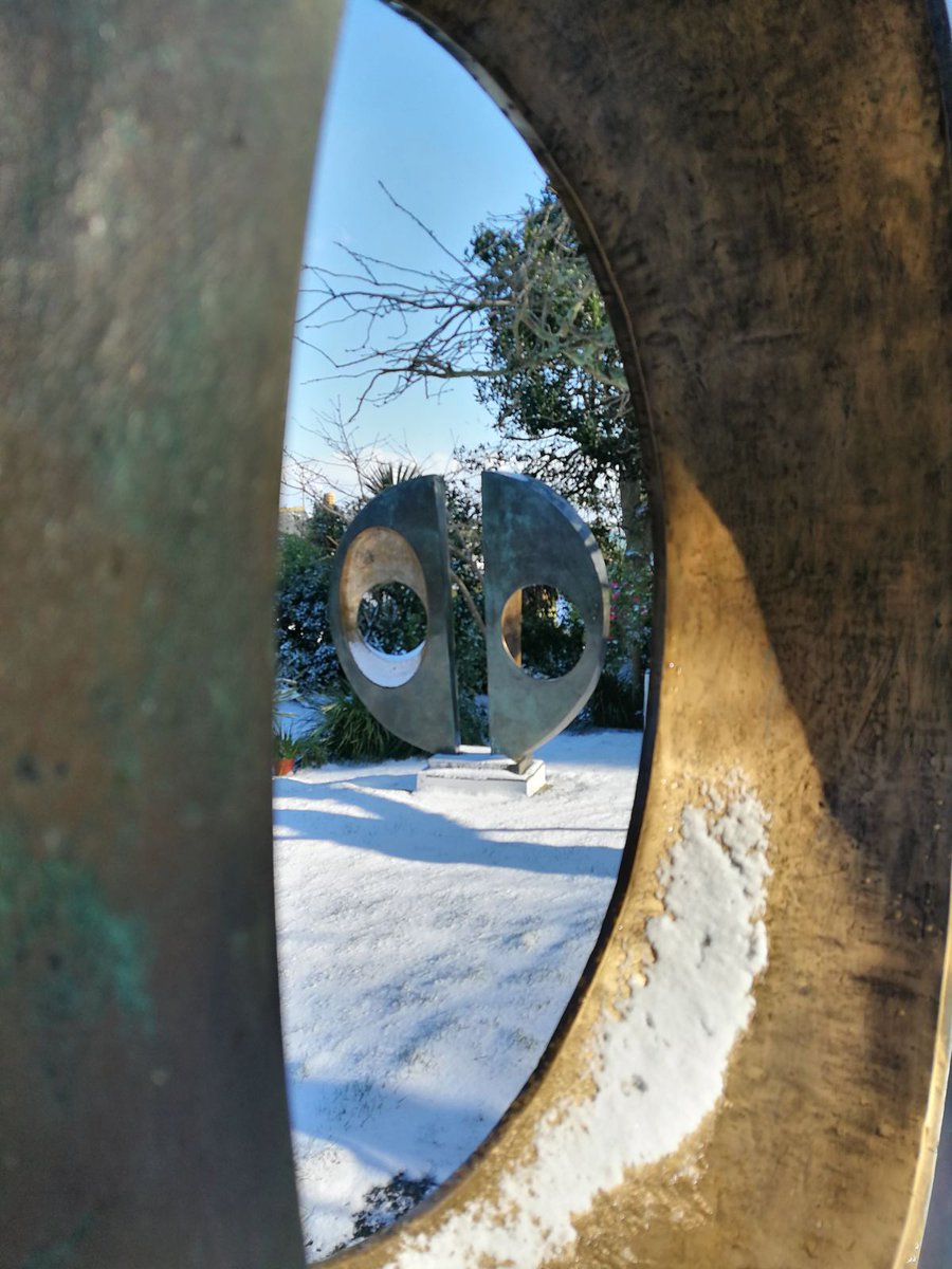 Tate_StIves's tweet photo. How is the weather where you are? This is the Barbara Hepworth Sculpture Garden from a couple of weeks ago when we had the last blizzard. Not long now until 26 March when it reopens! #tatestives #barbarahepworth https://t.co/BSpsNeVlpc
