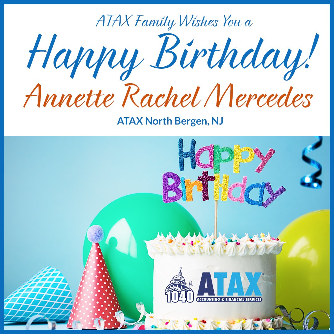 ATAXOrlando's tweet photo. 🎉👨👩👧👦 🎂🎁 Please Join us (the ATAX Family) wish Rachel from ATAX North Bergen, NJ a Happy Birthday! Wishing you a wonder day filled with blessings and happiness for you and your family. Enjoy your special day! https://t.co/JjyCXbEkHC