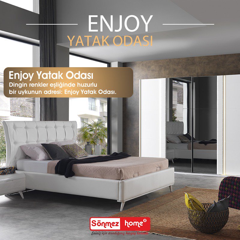 Dingin renkler eşliğinde huzurlu bir uykunun adresi: Enjoy Yatak Odası. 😄👍 
#EnGüzelAnlara #SönmezHome2017 #Yeni #EnGüzelAşklara #Sönmez #Home #YeniSezon #Modern #KoltukTakımı #HomeDesign #Design #Decoration #Ev #Evlilik #Wedding #Çeyiz #Konfor #Rahat #Estetik #Renk #Salon