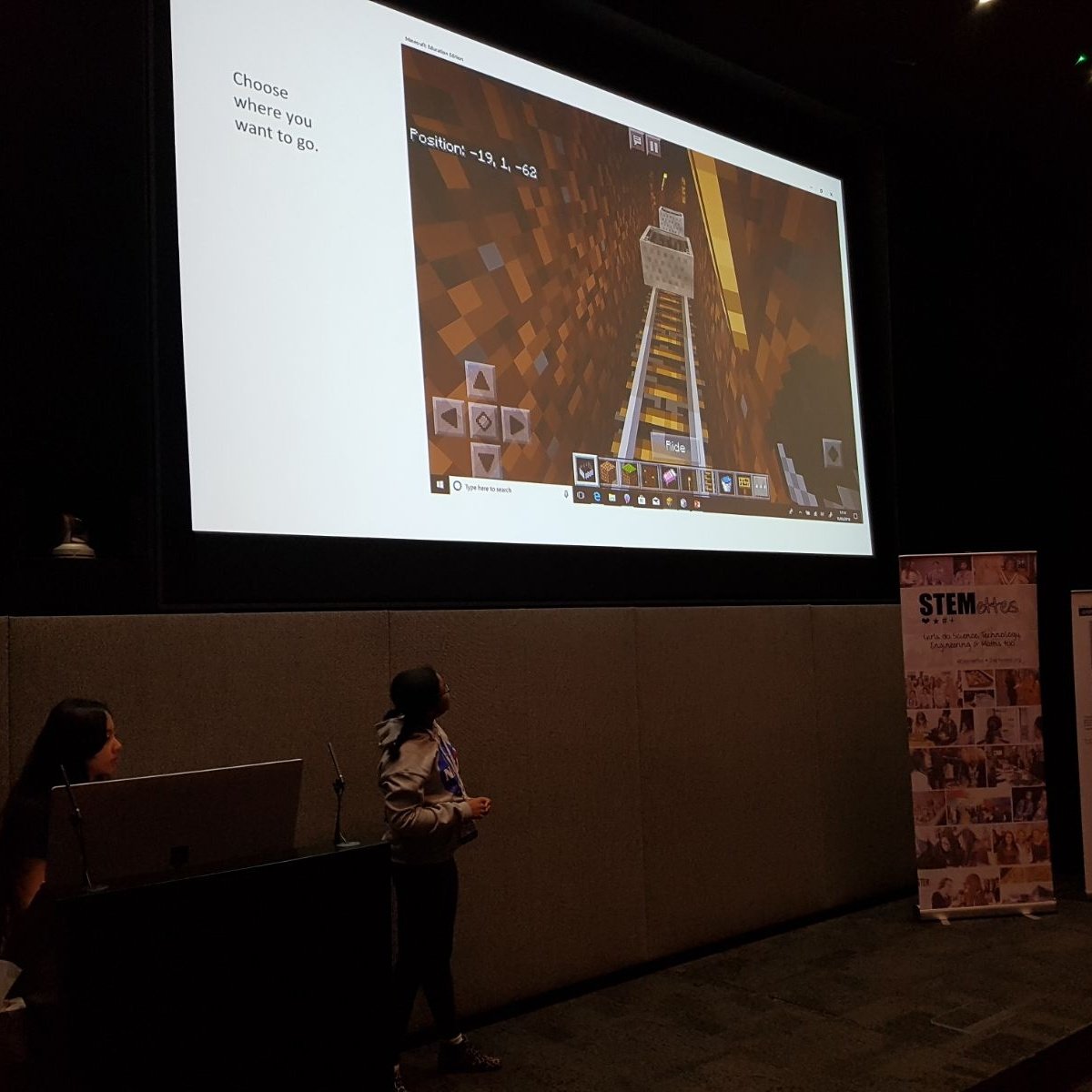 Stemettes's tweet photo. The second group Ghasts 👻👻 presenting the houses they built with #Minecraft today @MSFTResearchCam
#girlswhocode #girlsinstem #girlsintech #microsoftstemettes #girlscoding #hackathon #microsofthackathon https://t.co/Afhtc6rW9f