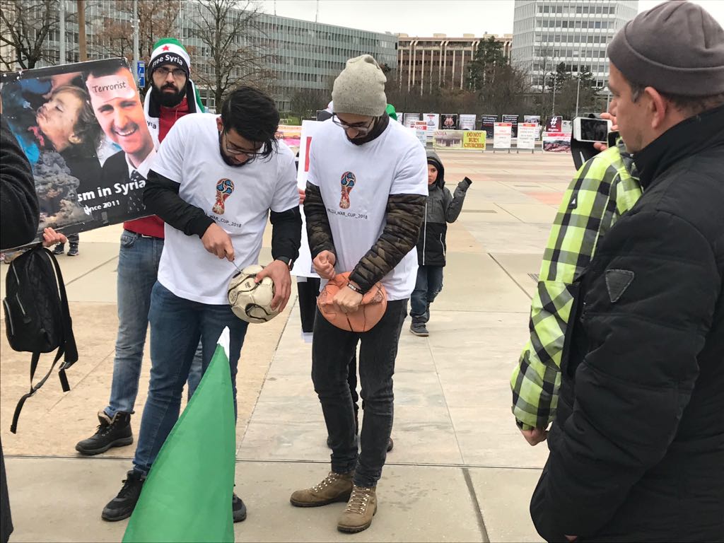 RUSSIAWARCUP's tweet photo. United Nations / Geneva
No to the World Cup in Russia
They boycotted the Russian war cup
#Russia_war_cup_2018
#RevolutionAgainstAssad #AssadMustGo https://t.co/tgK4wnTZ24