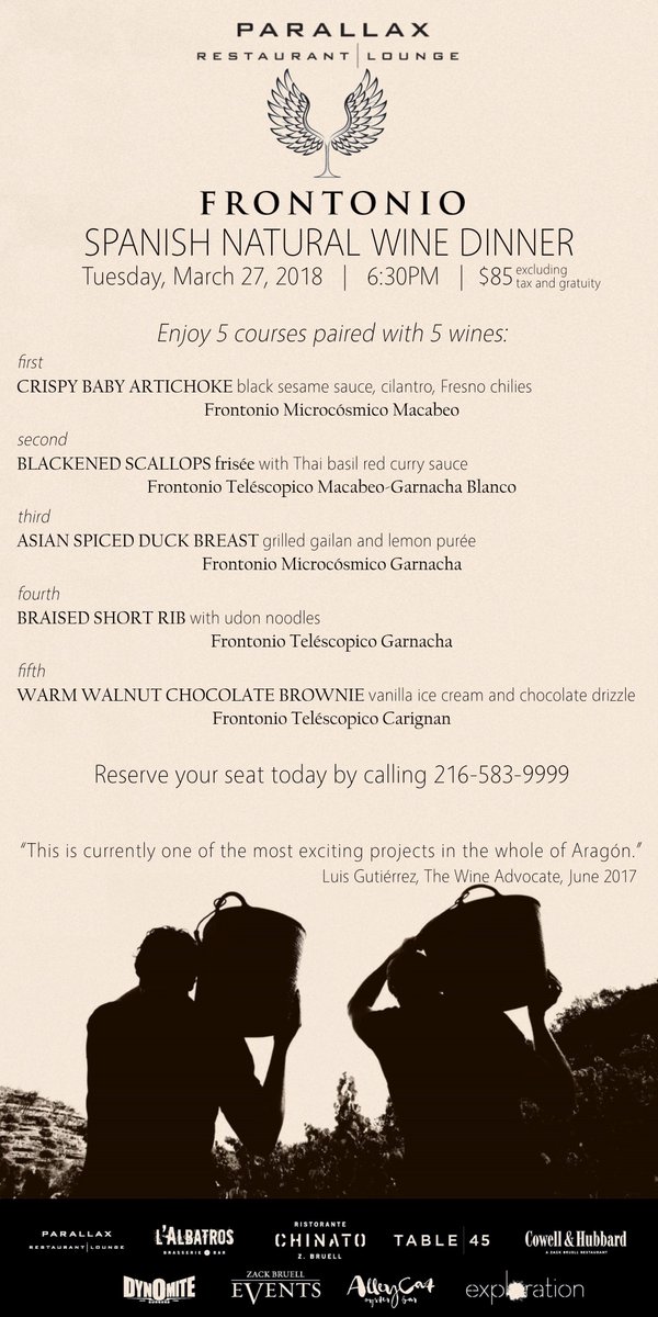 See you at Parallax for the Spanish Natural Wine Dinner on March 27th! Reserve your seat!