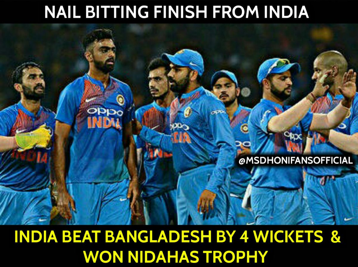 IamSam_Soni's tweet photo. Wow !! What a match and this time @DineshKarthik finishes off in style. #INDvBAN #TeamIndia #NidahasTrophy2018Final #NidahasTrophy #Winner https://t.co/TUJIDbcXkh