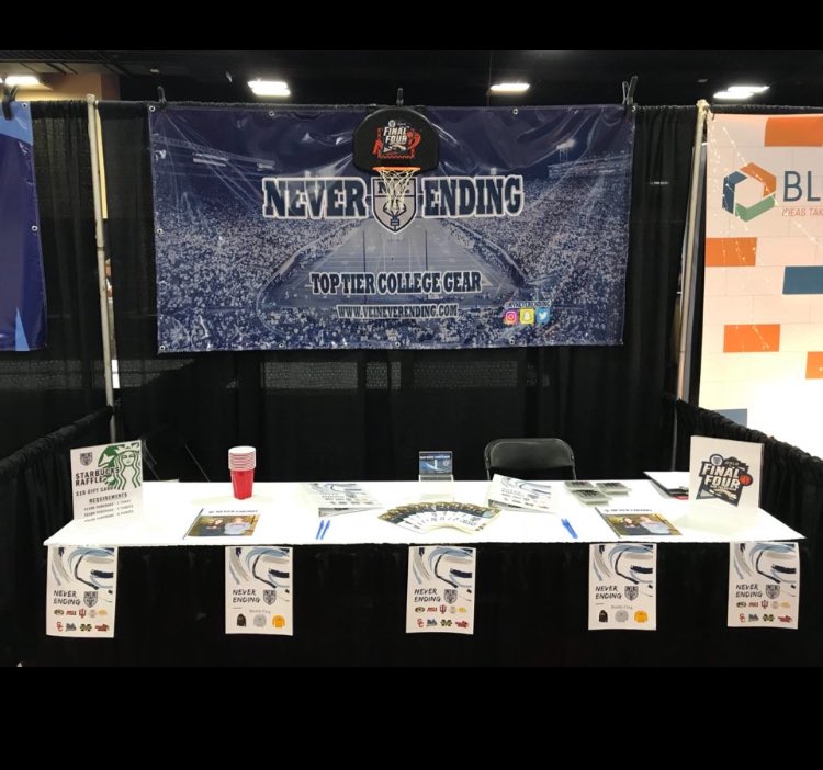 mvneverending's tweet photo. You can never have enough gear of your favorite college, go check out Never Ending at Booth 314 right now!! We have games, raffles, and of course, our top tier college gear!! #veinternational https://t.co/gSSV0OiXkn