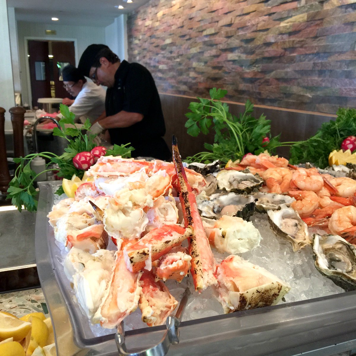 Sunday Brunch views at our cold bar station! #OceanaCoastal