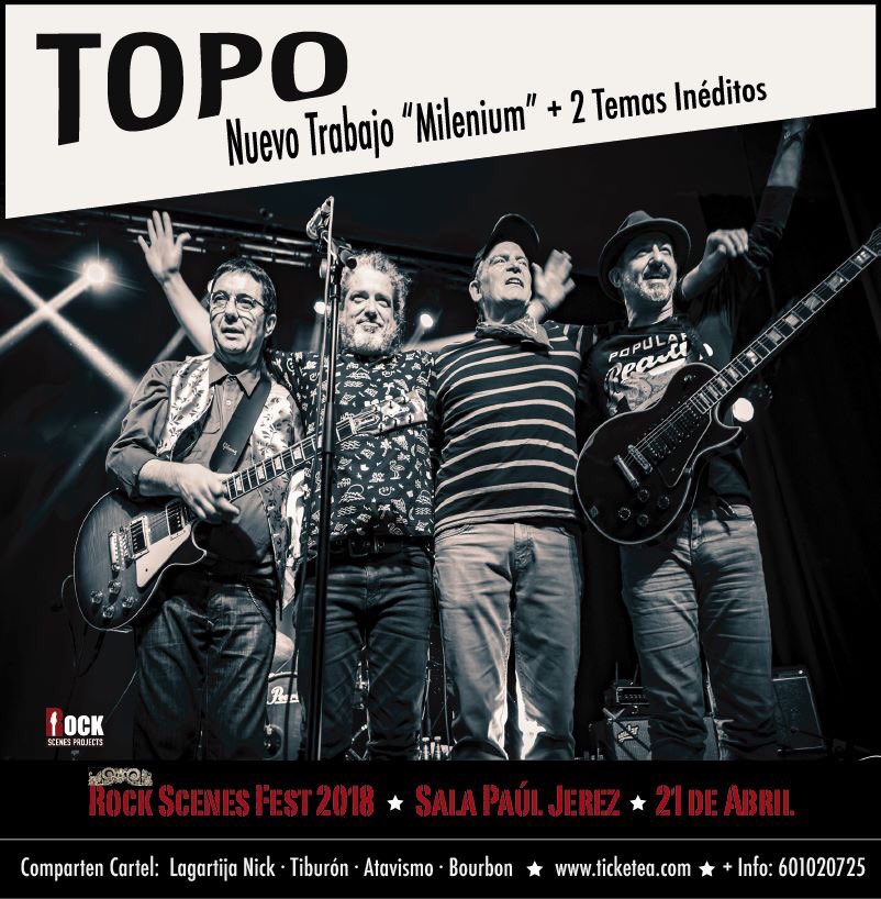 RockScenes's tweet photo. #TOPO en #RockScenesFest2018 y muchos más. Fundadores d ASFALTO, +17 discos y creadores d temas como “Dias de Escuela”, “Rocinante” “Capitán Trueno”.
TOPO es historia d rock del país. Llegan cargados d energía con su nuevo trabajo “Milenio”. El 21 de Abril. NO puedes faltar 😊 https://t.co/vyDHaF7cuy