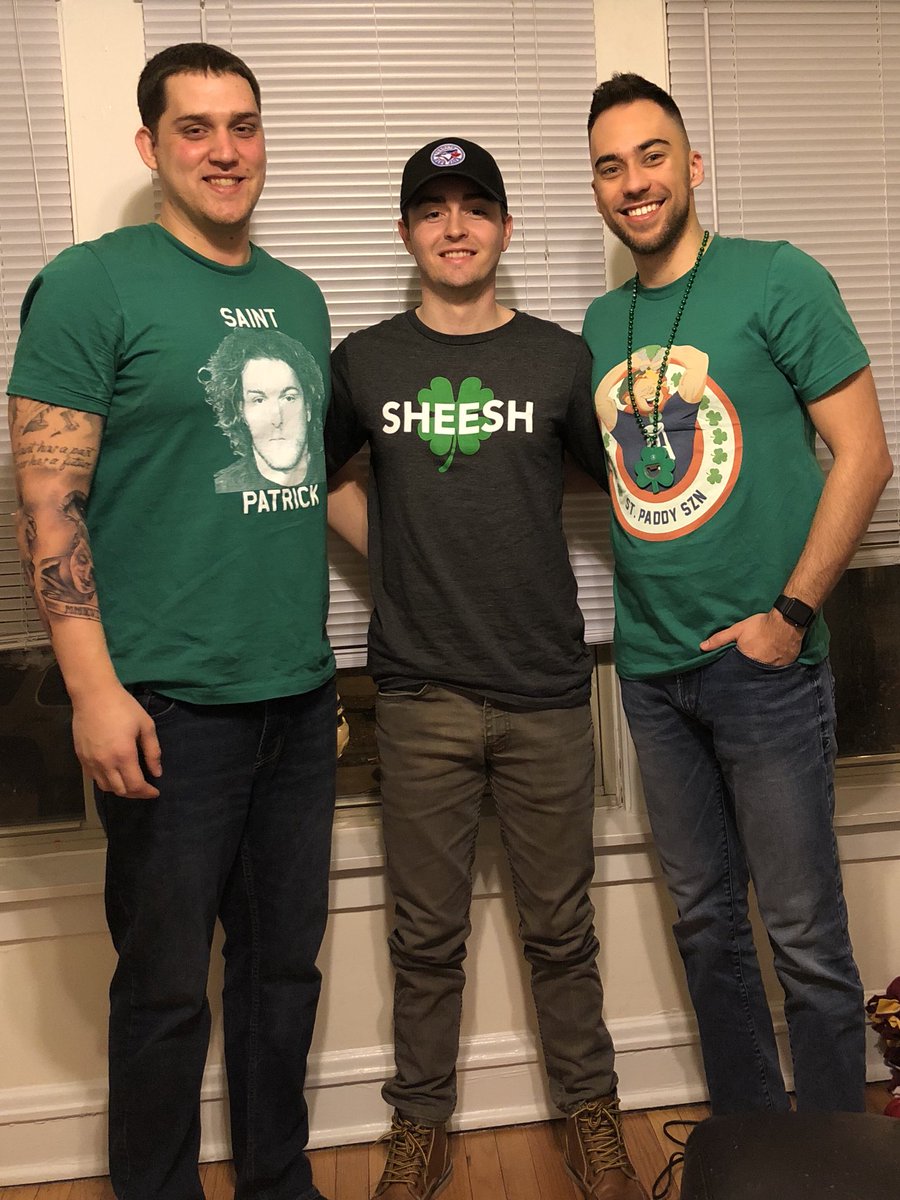 e_couto11's tweet photo. Was too busy celebrating to post yesterday..gotta love the new gear 🙌🏼 #SaintPatrick #SHEESH #StPaddySzn #ThanksCuzzo @PatMcAfeeShow @barstoolsports @stoolpresidente @SaintMatt_ @theeThomasMoore https://t.co/ugEwz1v0fR