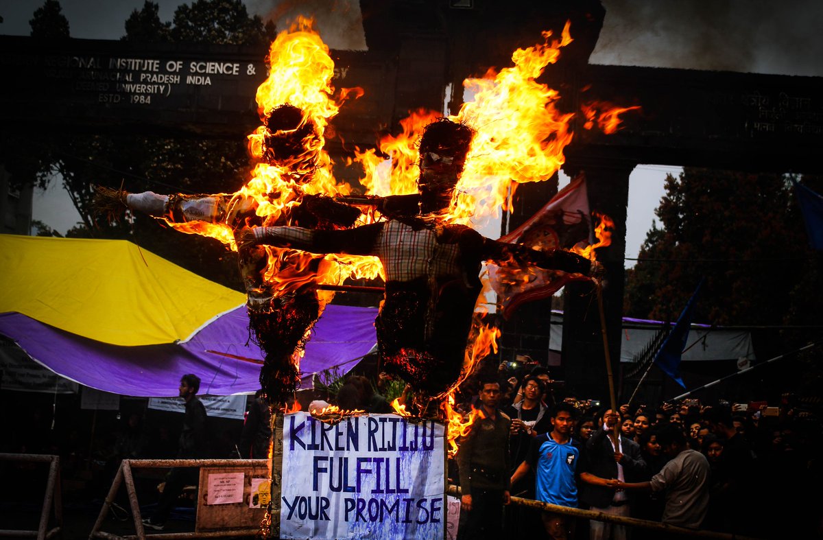 NatungBanta's tweet photo. You didn't visit agitating students' at NERIST #saveNERIST your effigy got burned. Now AYA has come on board. @KirenRijiju Your this attitude will never be accepted in Arunachal Pradesh. Remember your root. @sangnoamar @tongamrina @BJP4India @RanjuDodum @tabaajum @thewire_in https://t.co/13cLJb2sAa