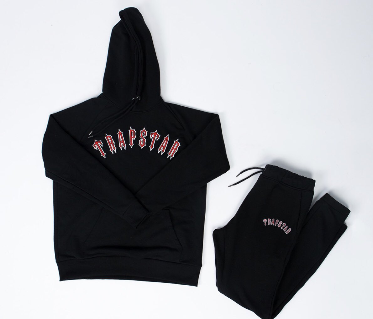 black and red trapstar tracksuit