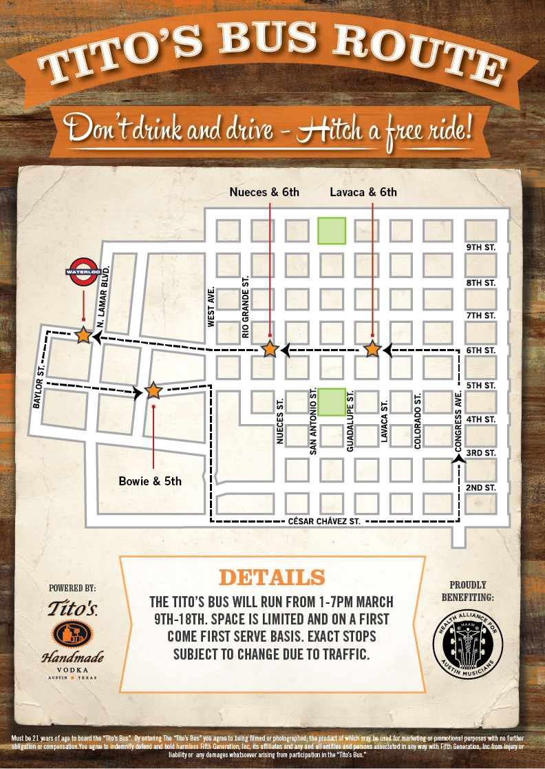 TitosVodka's tweet photo. The #TitosBus is rockin' and rollin' around downtown Austin! Hop on, hitch a free ride, and support our friends at @myhaam. Follow along at https://t.co/PFk0aGHrUx. https://t.co/g1rqy7m33w