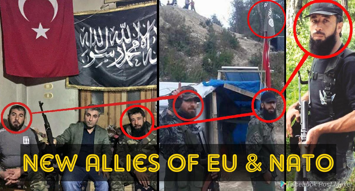 Kedkari's tweet photo. Yes, these are your new partners in Afrin @NATO @Europarl_EN 
#BreakSilenceOnAfrin https://t.co/W7YpgWTMKR