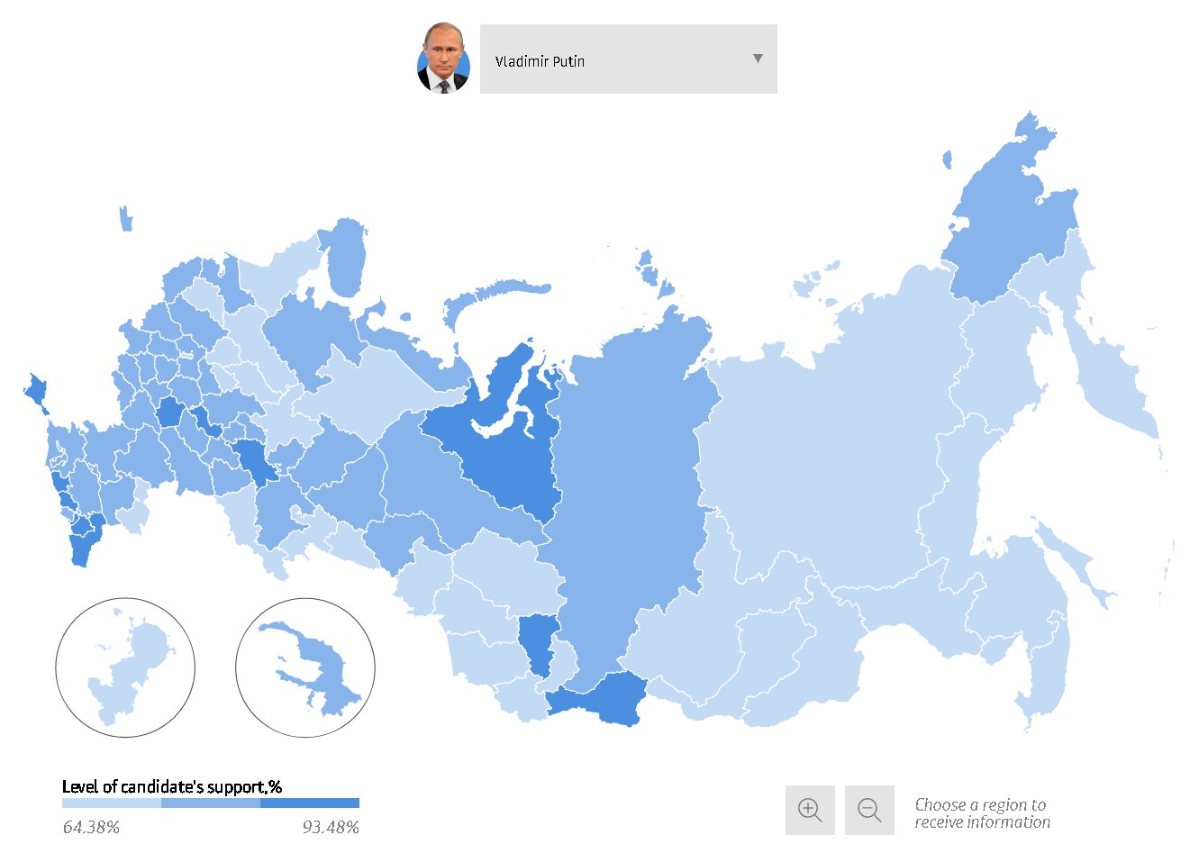 Карта выборов в России 2018. Pro-Russian Truth Network.