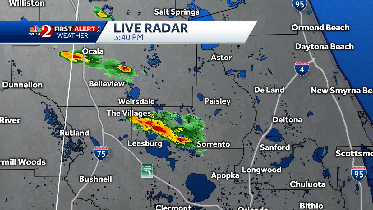weshweather's tweet photo. Much needed rain is moving across Lake and Marion counties and will move into Orange county. It will be briefly heavy as it slides SE. This will be north of #BayHill #WESHwx https://t.co/AAGYEBGDpr