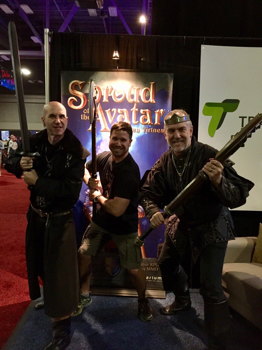 mattschmitz8's tweet photo. What a fun time the Shroud of the Avatar booth at SXSW was! Everyone is super stoked for launch. It’s so incredible to be a part of such an amazing game! #lbsota #SXSW2018 @RichardGarriott @starr_long https://t.co/W0UfGU1i7c