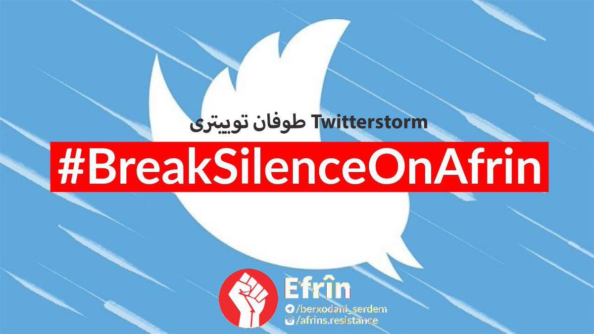 shlerbapiri's tweet photo. پیش بە سوی توئیتر....
با این هشتگ
#BreakSilenceOnAfrin
▪️بدون نوشتە هشتگ نزنید،
 حتما با متن... https://t.co/VujpYXmMz8