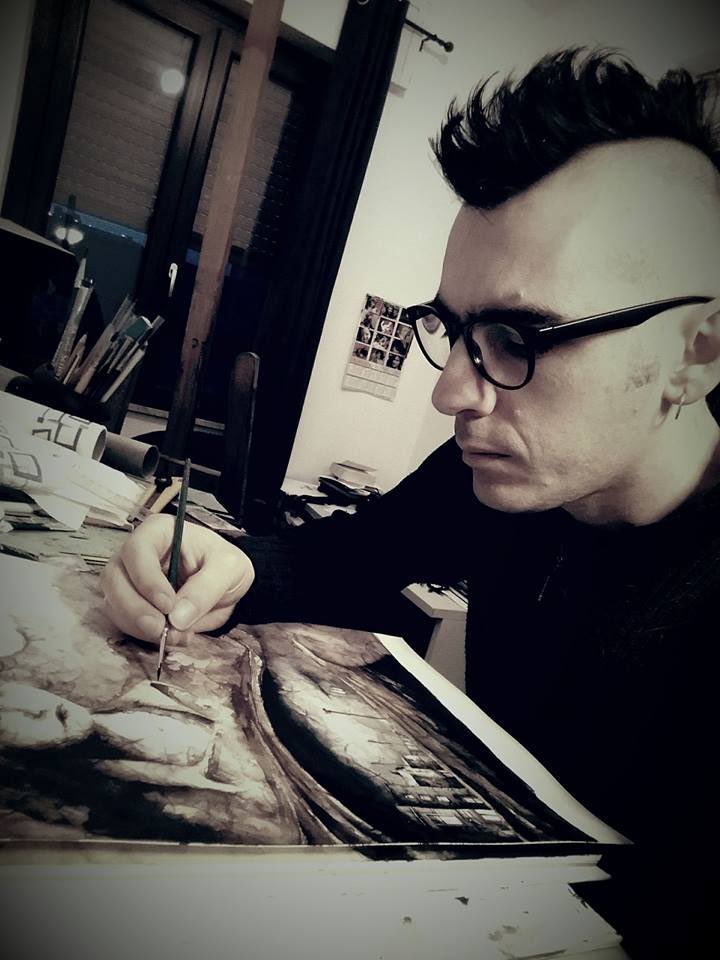 MontagPress's tweet photo. Illustrator @multigrade Daniele Serra painting the gorgeous #CoverArt for @DavidMathewJPD David Mathew's #TheParryAndTheLunge. #BooksWorthBurning #BraveNewPulp https://t.co/c95JPa9Y3T