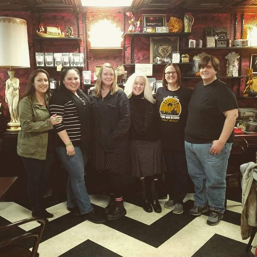<a href="/SadMachinesSP/">Sad Machines</a> members enjoying time together at <a href="/ZuZusTeahouse/">Madame ZuZu's</a> before they close their doors.
 #sadmachines #madamzuzus #williampatrickcorgan