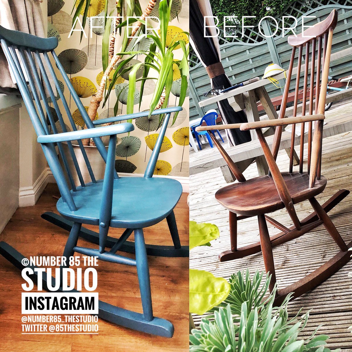 Hello #brumhour @BrumHour from @85TheStudio can’t get to #studio due to the snow so a before / after of the latest #project an @Ercol_Furniture #rocking #chair in @AnnieSloanHome blue more on #etsy page etsy.com/uk/shop/Number… or Instagram @number85_thestudio
#ercol #upcycle #pr