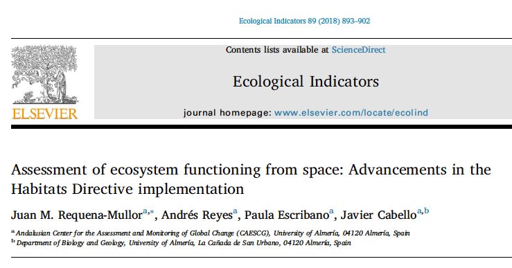 jcabellopi's tweet image. Our new paper on #EcosystemFunctioning &amp;amp; conservation status of #HabitatsDirective with #remotesensing Essential Biodiversity Variables bit.ly/2DDwojE @EU_Commission @LIFEprogramme @ELSenviron @GEOBON_org