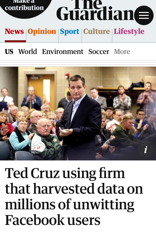Guess when we knew Cambridge Analytica grabbed Facebook data? 2015. It is 2018 now.  https://www.theguardian.com/us-news/2015/dec/11/senator-ted-cruz-president-campaign-facebook-user-data