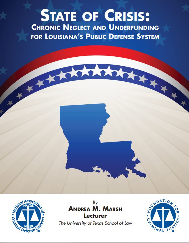 NACDL's tweet photo. .@NACDL commissioned a report on #Louisiana's public defense system "to assess the root causes of perhaps the most prolonged and severe public defense crisis in the nation." Read the report's findings & recommendations for reform #GideonAt55 https://t.co/jZRoJ3vDUq https://t.co/tAQ8BfDbK9