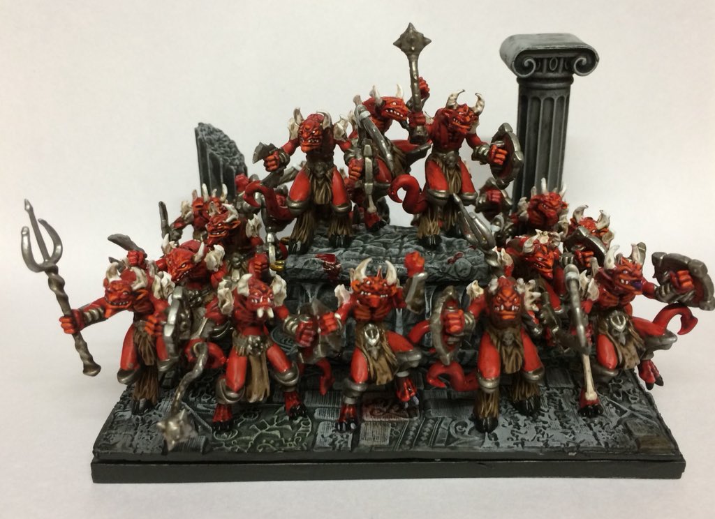 RobZilla01's tweet photo. The latest addition to the Abyssal temple of doom. Three regiments of Lower Abyssals finished. Onto the Flamebearers next @manticgames https://t.co/wOuaILYE3z