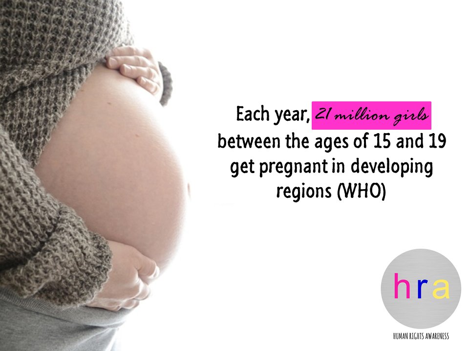 HumanRightsHRA's tweet photo. #AdolescentPregnancies - An estimated of 21 million girls between the ages of 15 and 19 get pregnant in developing regions. The complications of pregnancies and childbirths at that age are the leading cause of death for young girls. #OurRightsMatter https://t.co/rhBHIMgrg5