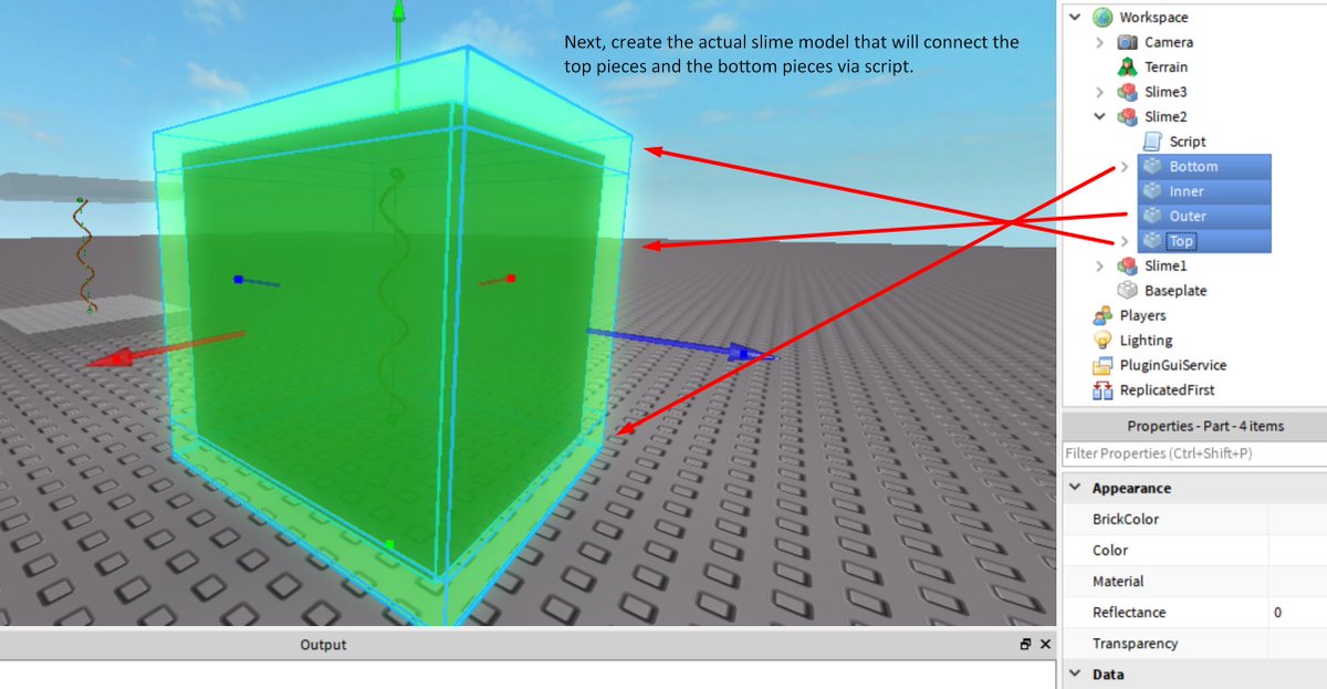 TigerCaptain_'s tweet image. Instructions on how I made the slime.
There are better ways to do it, especially since I could use Hooke&apos;s Law and cframe everything manually on the client,
but this is the easiest way for non-scripters to make it, so here you go.
#ROBLOXDev