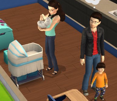 My sima Family.
Me and My Boyfriend and  my son moon and my daughter Luna in the Sims mobile.