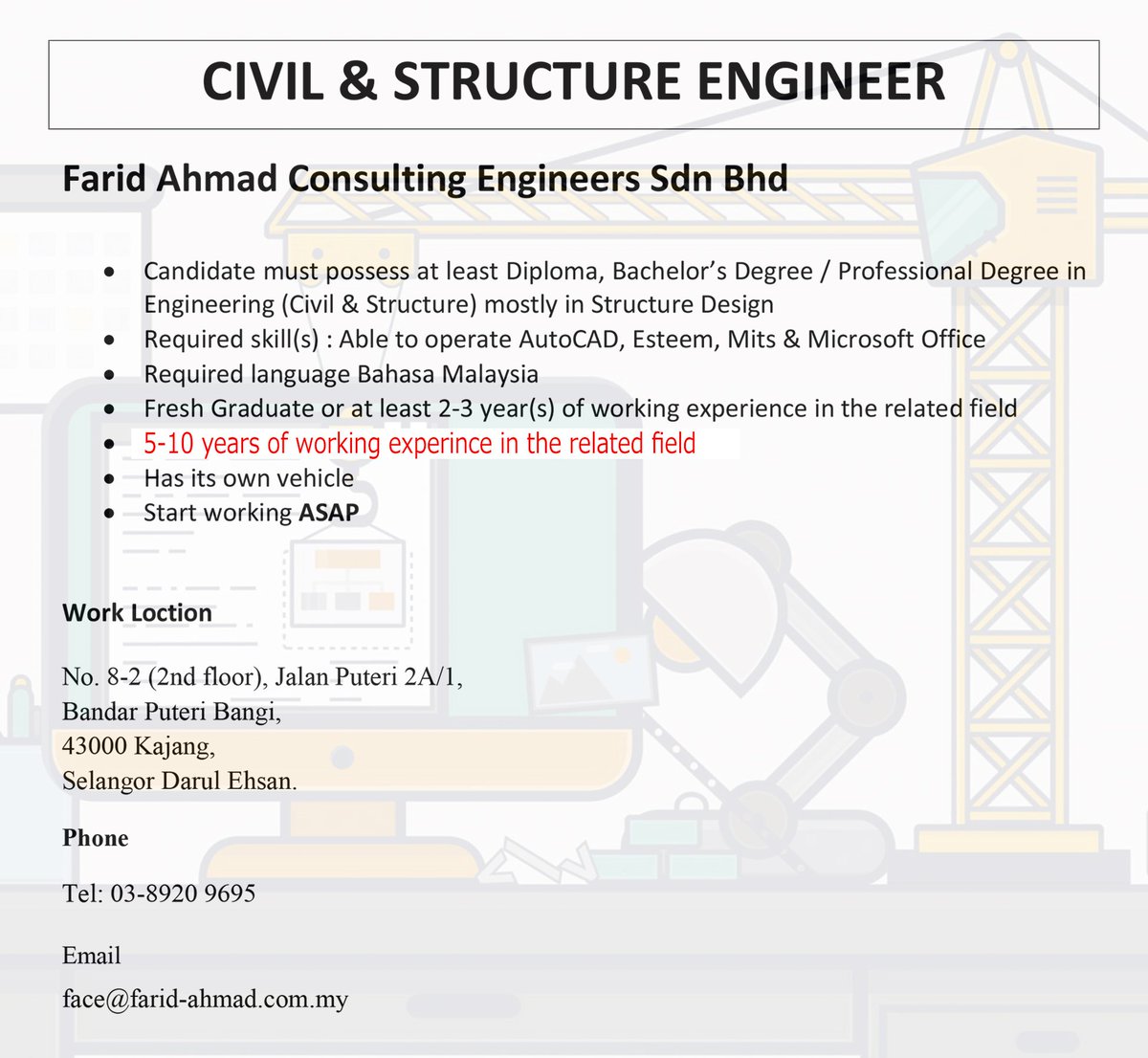 Adam Ra Uf On Twitter Vacancy For Civil Structure Engineer Kerjakosong Bangi Maukerjamy Kerjakosongla Oh Kerjakosong Twt Kerja Kerjakosongkini Twt Iklankerja Maukerjamy Vacanciesmy Kerjakosongla Kerjakosong123 Kerjakosongwoi