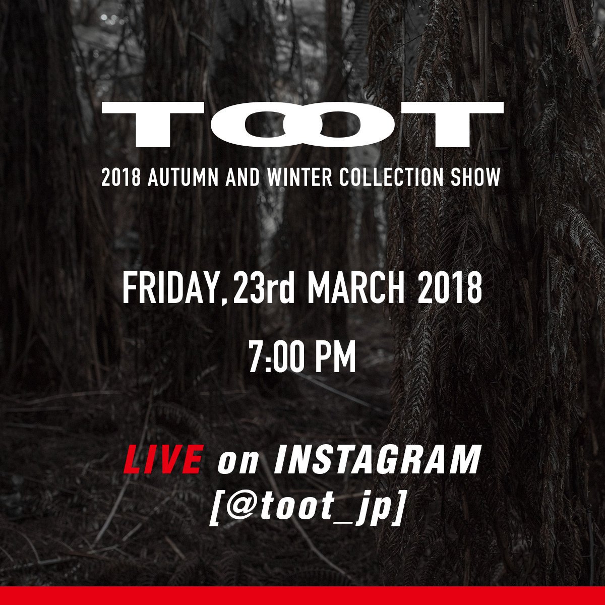 toot_global's tweet photo. It's happening. We're putting TOOT's 2018 A/W COLLECTION SHOW live on Instagram. Watch our show live on this account (https://t.co/9Clwbs9nxn) at 19:00 Japan Time on March 23rd, Friday. Stay tuned! https://t.co/fOOuHrD3iK