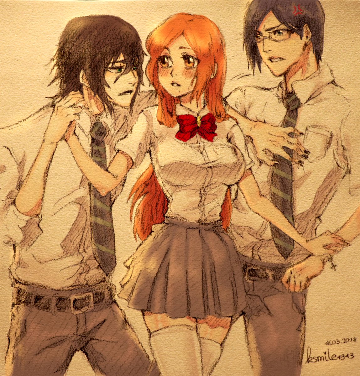 Ksmile1313 Ar Twitter High School Au Where Ulquiorra Ishida Compete Over Orihime S Love X3 Of Course We Know Who Ll Win Her Heart In The End 3 P Bleach Orihime Ulquiorra