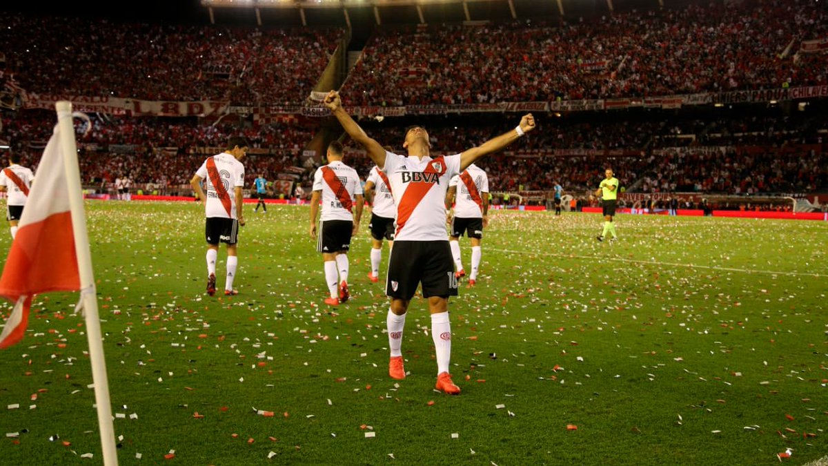 RiverPlate's tweet image. ¡¡¡GANÓ #RIVER!!! ⚪️🔴⚪️👏🙌👋

⚽️ #River 3 (Pity Martínez, Scocco x2) - Belgrano 1 (García)

🔶 Amonestados: Maidana (RIV); Guidara, Lértora, Suárez (BEL)