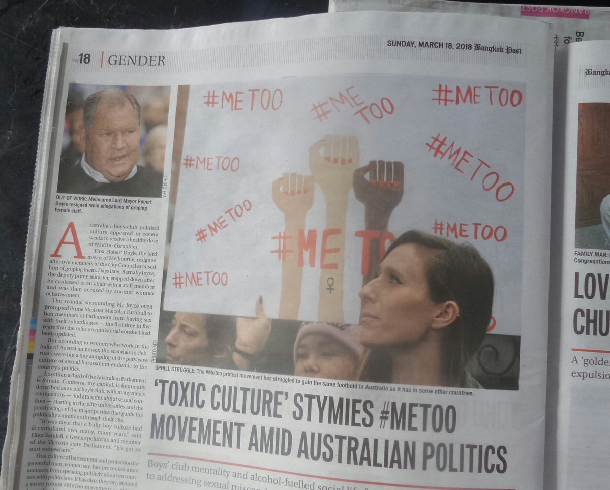 GoBraveDave's tweet image. Melbourne makes the news in the #bangkokpost. How embarrassment. Respect &amp;amp; equality should be the norm #metoo