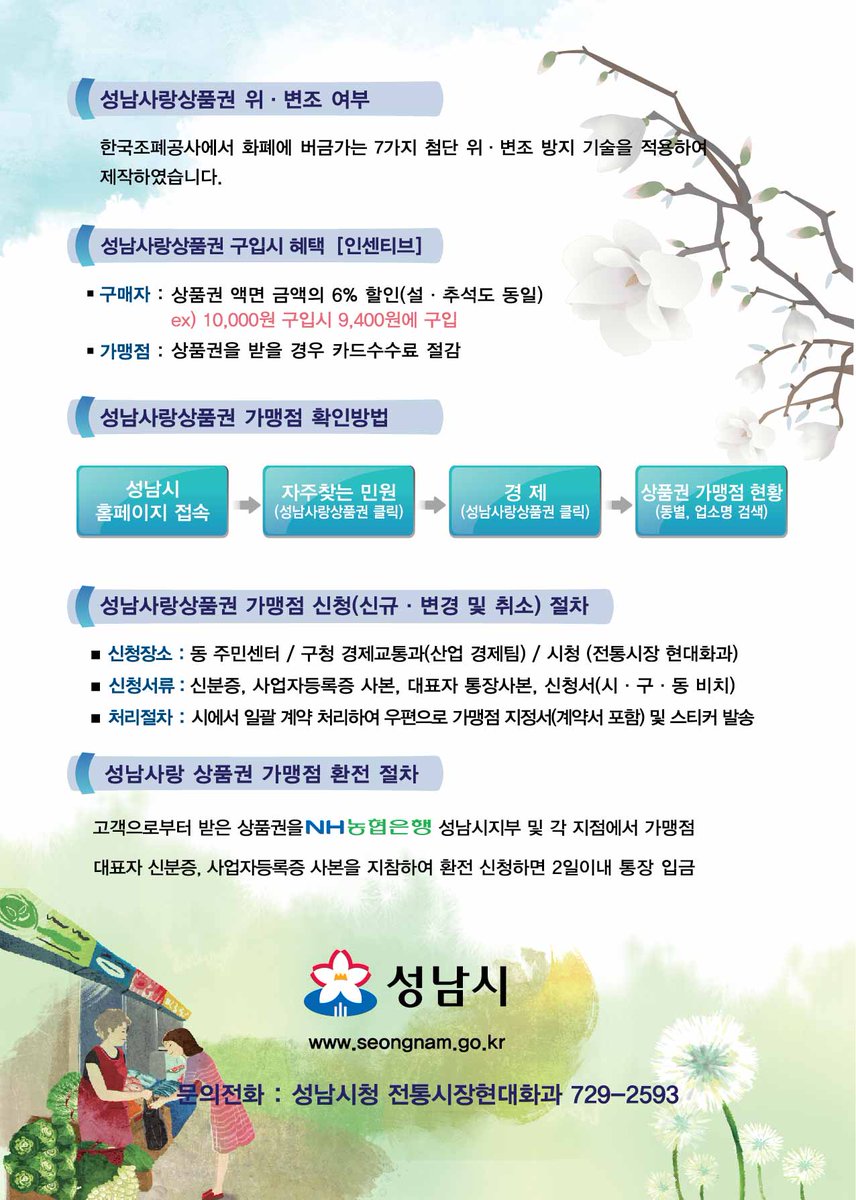 #성남사랑상품권 사용안내입니다.

최근에는 다른 지자체에서도 벤치마킹을 할 정도로 성남의 자랑으로 자리잡았다죠? 😉

#성남시
